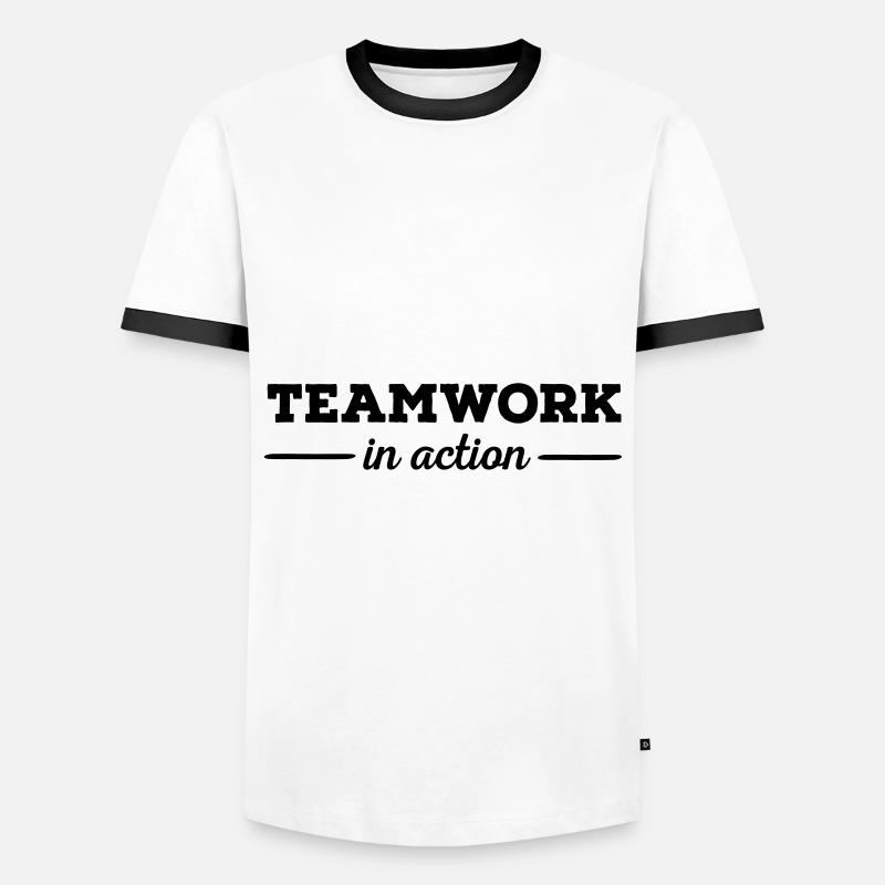 Teamwork - Männer Kontrast-T-Shirt - Weiß/Schwarz