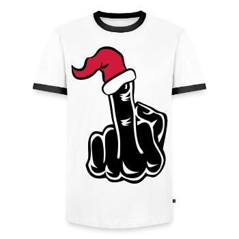 Stinkefinger Fuck Xmas Christmas - Männer Kontrast-T-Shirt - Weiß/Schwarz - Vorne - AI Model Female 172 light (172cm) & AI Model Male 178 dark (178cm)