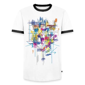 colorful scaffolding - Men's Ringer Shirt - white/black - Front - AI Model Female 172 light (172cm) & AI Model Male 178 dark (178cm)