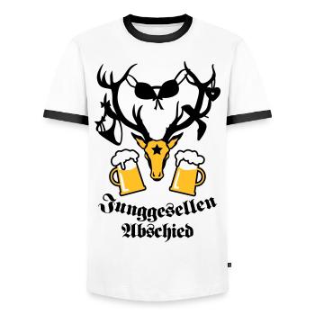 Hirsch mit Beute JGA Mass Bier 3c b - Männer Kontrast-T-Shirt - Weiß/Schwarz - Vorne - AI Model Female 172 light (172cm) & AI Model Male 178 dark (178cm)