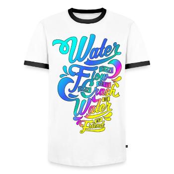 L'eau peut couler ou ...! Motif de script élégant! - T-shirt contrasté Homme - blanc/noir - Devant - AI Model Female 172 light (172cm) & AI Model Male 178 dark (178cm)