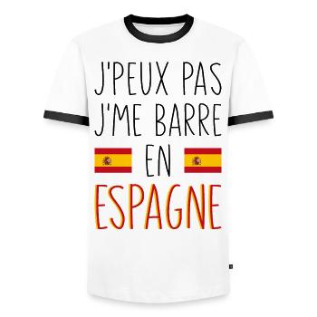 J'peux Pas J'me Barre En Espagne - T-shirt contrasté Homme - blanc/noir - Devant - AI Model Female 172 light (172cm) & AI Model Male 178 dark (178cm)