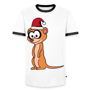 Suricate Comique de Noël - T-shirt contrasté Homme - blanc/noir - Devant - AI Model Female 172 light (172cm) & AI Model Male 178 dark (178cm)