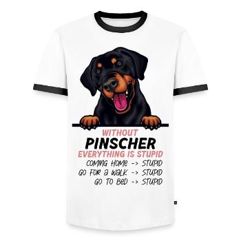 Ohne Pinscher ist alles doof - Männer Kontrast-T-Shirt - Weiß/Schwarz - Vorne - AI Model Female 172 light (172cm) & AI Model Male 178 dark (178cm)