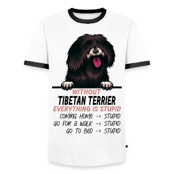 Ohne Tibet Terrier ist alles doof - Männer Kontrast-T-Shirt - Weiß/Schwarz - Vorne - AI Model Female 172 light (172cm) & AI Model Male 178 dark (178cm)