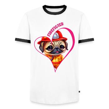 Pompier, carlin d’amour - T-shirt contrasté Homme - blanc/noir - Devant - AI Model Female 172 light (172cm) & AI Model Male 178 dark (178cm)