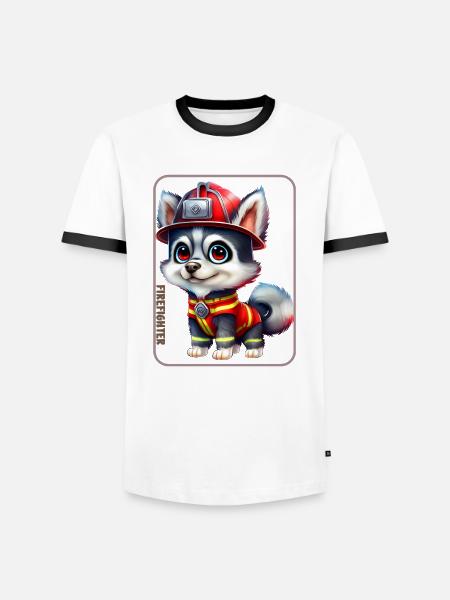 Firefighter, husky lover - Men's Ringer Shirt - white/black