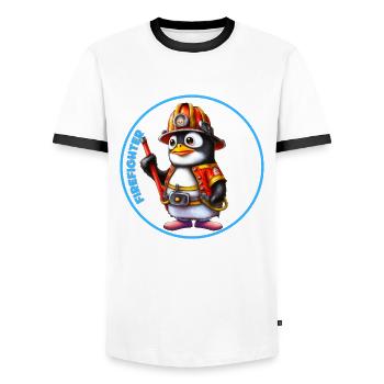 Pompier, manchot doux - T-shirt contrasté Homme - blanc/noir - Devant - AI Model Female 172 light (172cm) & AI Model Male 178 dark (178cm)