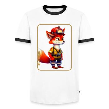 Firefighter, fox lover - Men's Ringer Shirt - white/black - Front - AI Model Female 172 light (172cm) & AI Model Male 178 dark (178cm)