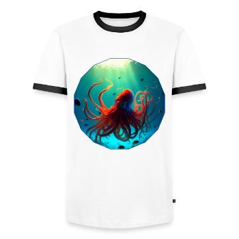 Animaux océaniques, belle pieuvre - T-shirt contrasté Homme - blanc/noir - Devant - AI Model Female 172 light (172cm) & AI Model Male 178 dark (178cm)