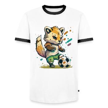 Joueurs de football animaux mignons, drôles - T-shirt contrasté Homme - blanc/noir - Devant - AI Model Female 172 light (172cm) & AI Model Male 178 dark (178cm)