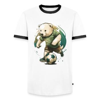 Mignons animaux joueurs de football, ours - T-shirt contrasté Homme - blanc/noir - Devant - AI Model Female 172 light (172cm) & AI Model Male 178 dark (178cm)