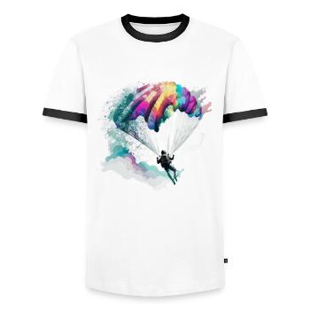 Fallschirmspringen, meine Leidenschaft - Männer Kontrast-T-Shirt - Weiß/Schwarz - Vorne - AI Model Female 172 light (172cm) & AI Model Male 178 dark (178cm)