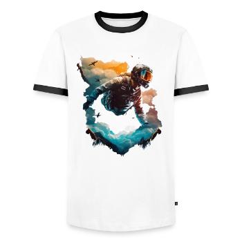 Flying in clouds, skydiving - Men's Ringer Shirt - white/black - Front - AI Model Female 172 light (172cm) & AI Model Male 178 dark (178cm)