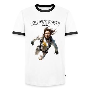 Skydiving Woman - Men's Ringer Shirt - white/black - Front - AI Model Female 172 light (172cm) & AI Model Male 178 dark (178cm)