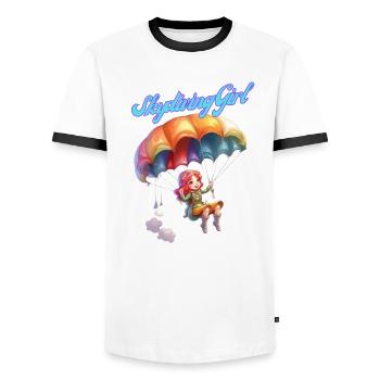 Skydiving Girl - Men's Ringer Shirt - white/black - Front - AI Model Female 172 light (172cm) & AI Model Male 178 dark (178cm)