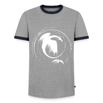 Fliegende Drachen - Männer Kontrast-T-Shirt - Grau/Navy  - Vorne - AI Model Female 172 light (172cm) & AI Model Male 178 light (178cm)