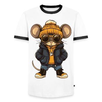 Maus Cool Comic - Männer Kontrast-T-Shirt - Weiß/Schwarz - Vorne - AI Model Female 172 light (172cm) & AI Model Male 178 dark (178cm)