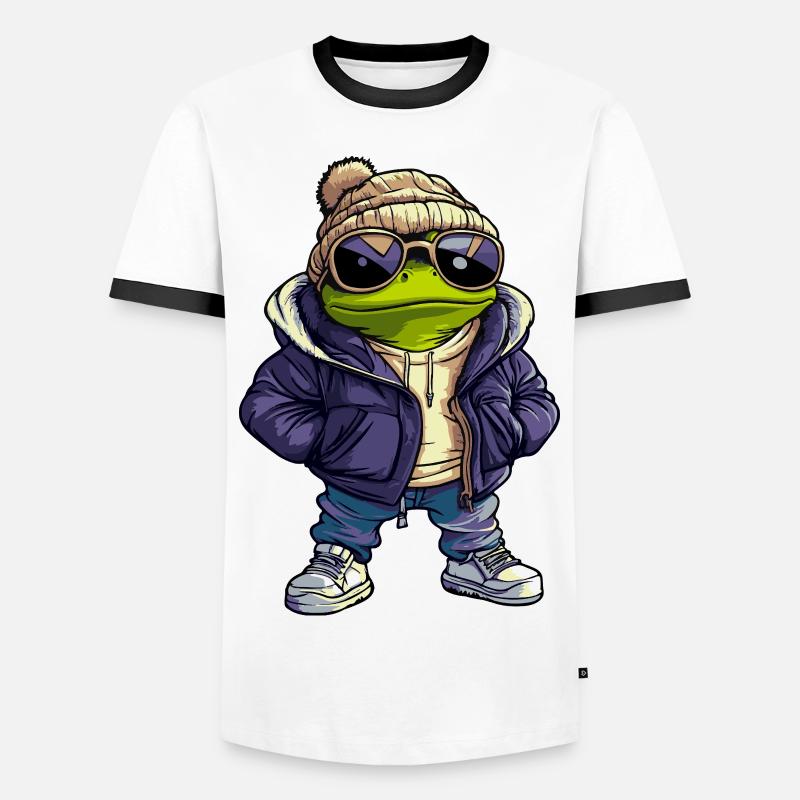 Frosch Cool Comic - Männer Kontrast-T-Shirt - Weiß/Schwarz