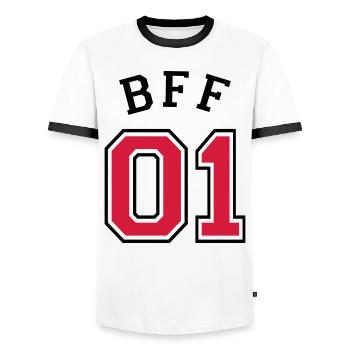 BFF 01 - best friend 01 - best friend - friends - Men's Ringer Shirt - white/black - Front - AI Model Female 172 light (172cm) & AI Model Male 178 dark (178cm)