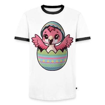 Easter Bird Hatching Happy Easter Greetings - Men's Ringer Shirt - white/black - Front - AI Model Female 172 light (172cm) & AI Model Male 178 dark (178cm)