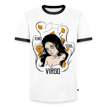 Virgo - Zodiac - Goddess - Men's Ringer Shirt - white/black - Front - AI Model Female 172 light (172cm) & AI Model Male 178 dark (178cm)