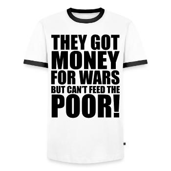 Can't Feed The Poor - Männer Kontrast-T-Shirt - Weiß/Schwarz - Vorne - AI Model Female 172 light (172cm) & AI Model Male 178 dark (178cm)
