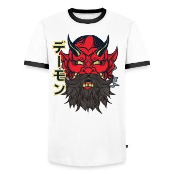 Teufel mit Bart - Männer Kontrast-T-Shirt - Weiß/Schwarz - Vorne - AI Model Female 172 light (172cm) & AI Model Male 178 dark (178cm)