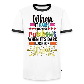 Rainbow Stars Stars Saying - Men's Ringer Shirt - white/black - Front - AI Model Female 172 light (172cm) & AI Model Male 178 dark (178cm)