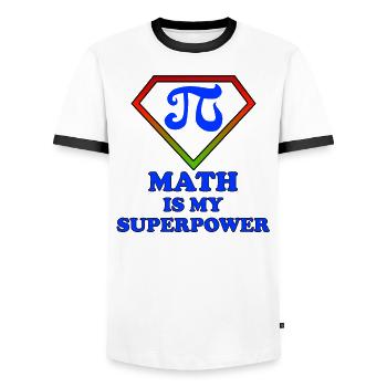 Pi und Mathe ist meine Superkraft - Männer Kontrast-T-Shirt - Weiß/Schwarz - Vorne - AI Model Female 172 light (172cm) & AI Model Male 178 dark (178cm)