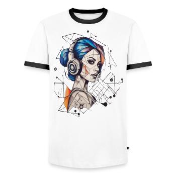 Lebendige Taktgeometrie Die Symphonie des Stils - Männer Kontrast-T-Shirt - Weiß/Schwarz - Vorne - AI Model Female 172 light (172cm) & AI Model Male 178 dark (178cm)