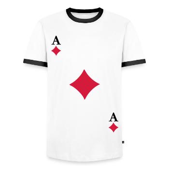 Ace of Diamonds - Men's Ringer Shirt - white/black - Front - AI Model Female 172 light (172cm) & AI Model Male 178 dark (178cm)