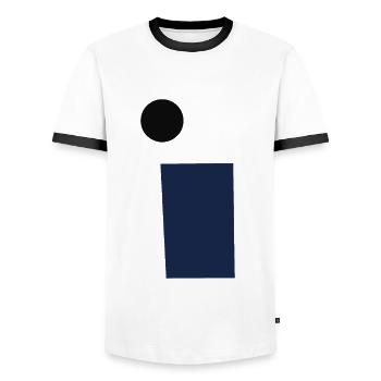 rectangle and circle - Men's Ringer Shirt - white/black - Front - AI Model Female 172 light (172cm) & AI Model Male 178 dark (178cm)