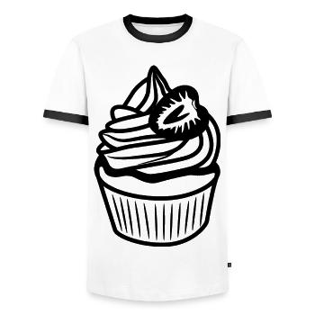 Torte - Männer Kontrast-T-Shirt - Weiß/Schwarz - Vorne - AI Model Female 172 light (172cm) & AI Model Male 178 dark (178cm)