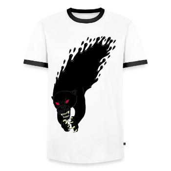Flüssiger - Männer Kontrast-T-Shirt - Weiß/Schwarz - Vorne - AI Model Female 172 light (172cm) & AI Model Male 178 dark (178cm)