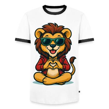 Chill Heart Lion - Men's Ringer Shirt - white/black - Front - AI Model Female 172 light (172cm) & AI Model Male 178 dark (178cm)
