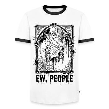 Ew People Bat Gothic - Men's Ringer Shirt - white/black - Front - AI Model Female 172 light (172cm) & AI Model Male 178 dark (178cm)