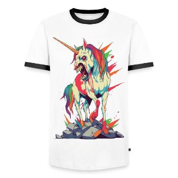 Uglycorn - Men's Ringer Shirt - white/black - Front - AI Model Female 172 light (172cm) & AI Model Male 178 dark (178cm)