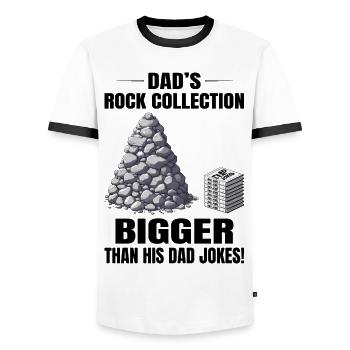 Mountain Rock Collecting Dad Collector Humorous - Men's Ringer Shirt - white/black - Front - AI Model Female 172 light (172cm) & AI Model Male 178 dark (178cm)