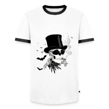 Happy Halloween - Männer Kontrast-T-Shirt - Weiß/Schwarz - Vorne - AI Model Female 172 light (172cm) & AI Model Male 178 dark (178cm)