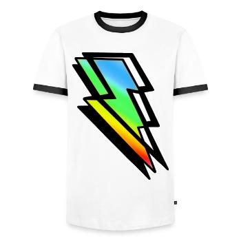 Thunderbolt Rayon coloré - T-shirt contrasté Homme - blanc/noir - Devant - AI Model Female 172 light (172cm) & AI Model Male 178 dark (178cm)