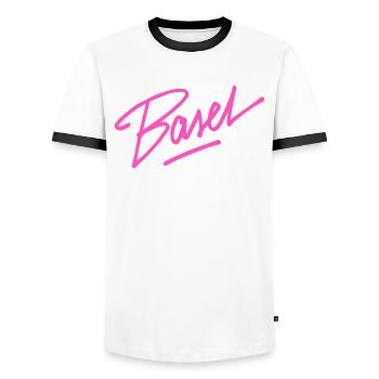 Basel - Männer Kontrast-T-Shirt - Weiß/Schwarz - Vorne - AI Model Female 172 light (172cm) & AI Model Male 178 dark (178cm)