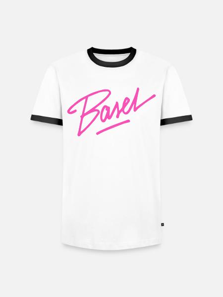 Basel - Männer Kontrast-T-Shirt - Weiß/Schwarz