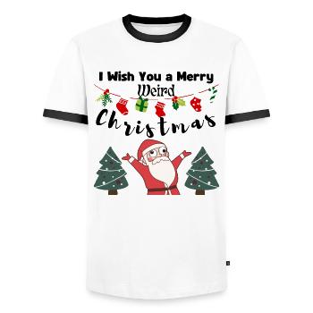 I Wish You a Merry weird Christmas (Santa) - Männer Kontrast-T-Shirt - Weiß/Schwarz - Vorne - AI Model Female 172 light (172cm) & AI Model Male 178 dark (178cm)