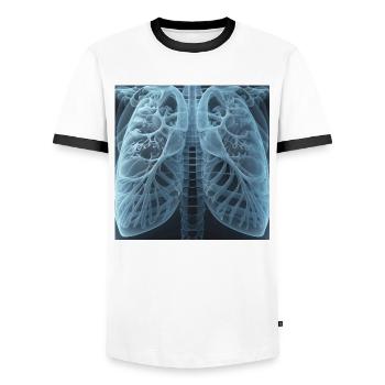 Röntgenbild von der Lunge - Männer Kontrast-T-Shirt - Weiß/Schwarz - Vorne - AI Model Female 172 light (172cm) & AI Model Male 178 dark (178cm)