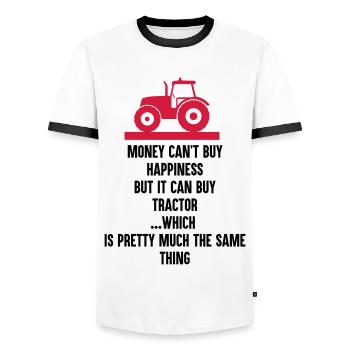 Farmer - Money can buy Tractor - Men's Ringer Shirt - white/black - Front - AI Model Female 172 light (172cm) & AI Model Male 178 dark (178cm)
