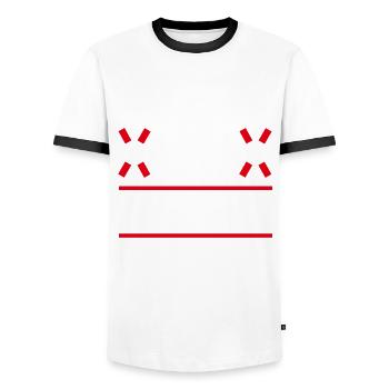 Ich glaube Dein Stellwerk rattert, Eisenbahndesign - Männer Kontrast-T-Shirt - Weiß/Schwarz - Vorne - AI Model Female 172 light (172cm) & AI Model Male 178 dark (178cm)