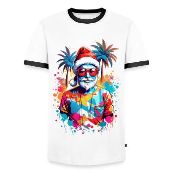 Cool Santa Claus - Men's Ringer Shirt - white/black - Front - AI Model Female 172 light (172cm) & AI Model Male 178 dark (178cm)