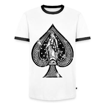 Poker Spades - Men's Ringer Shirt - white/black - Front - AI Model Female 172 light (172cm) & AI Model Male 178 dark (178cm)