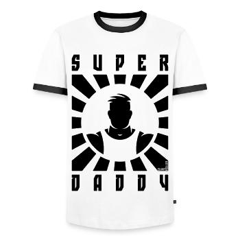 Super Daddy (Dad / Papa / Rays / Black) - Men's Ringer Shirt - white/black - Front - AI Model Female 172 light (172cm) & AI Model Male 178 dark (178cm)